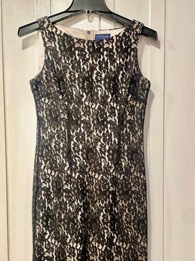 Ann Taylor Petites Black Lace Sheath Dress Sleeveless Lined Midi Size 4P